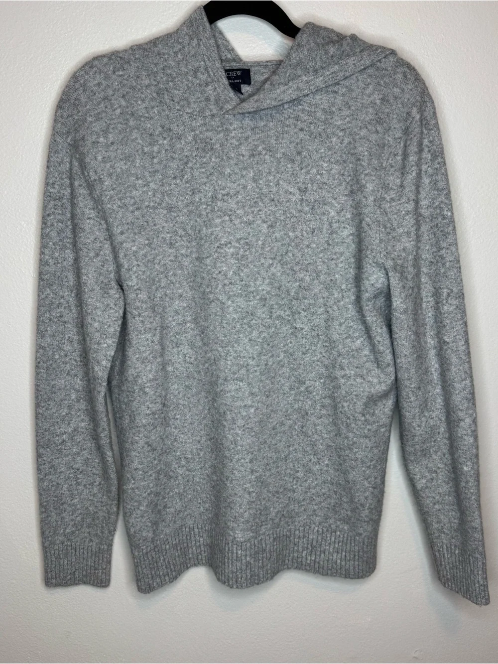 J Crew Extra-soft sweater-hoodie Graphite Gray Heather Wool Blend